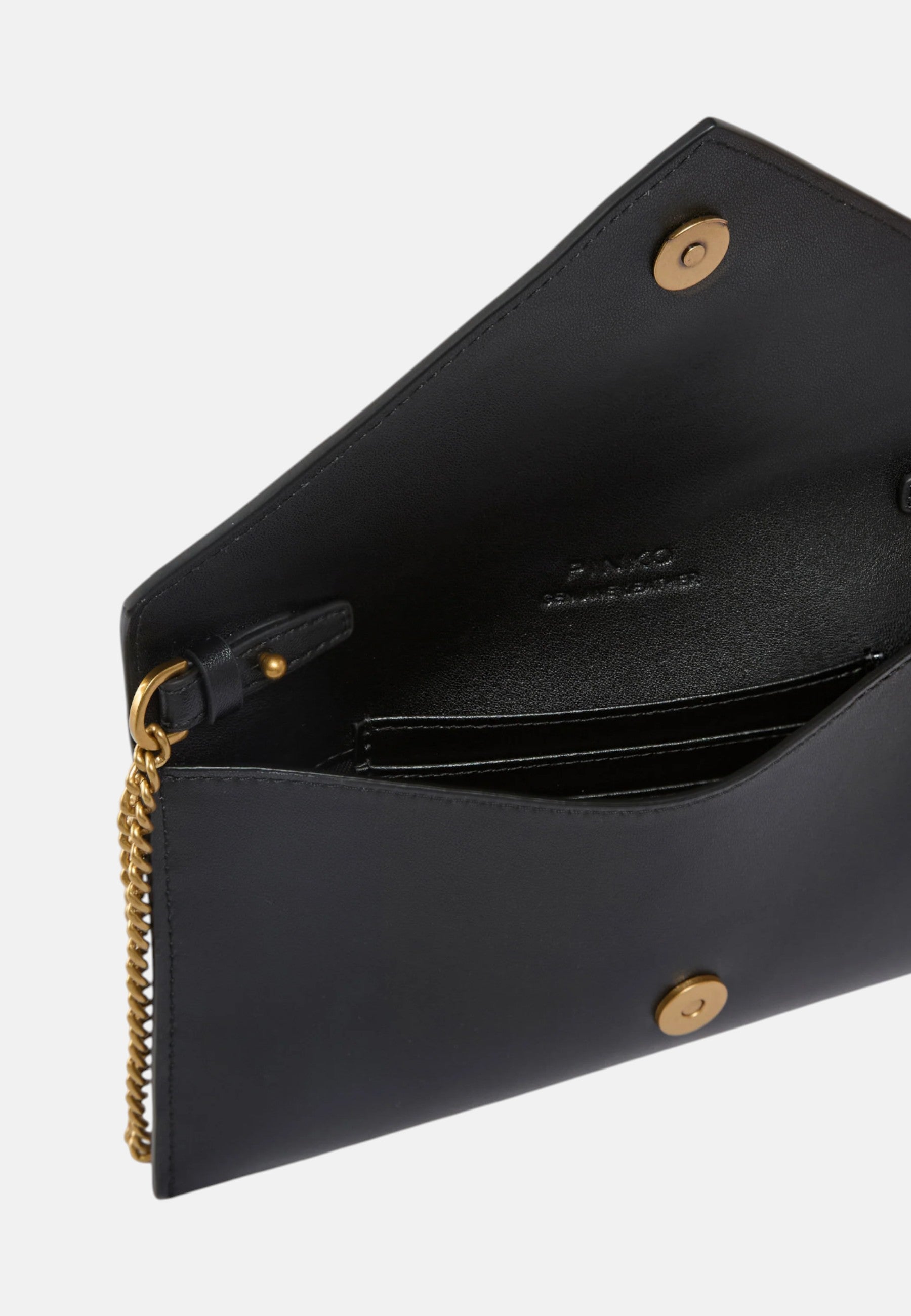 Piccola Tracolla a bustina in pelle liscia con logo Love Birds. Nero