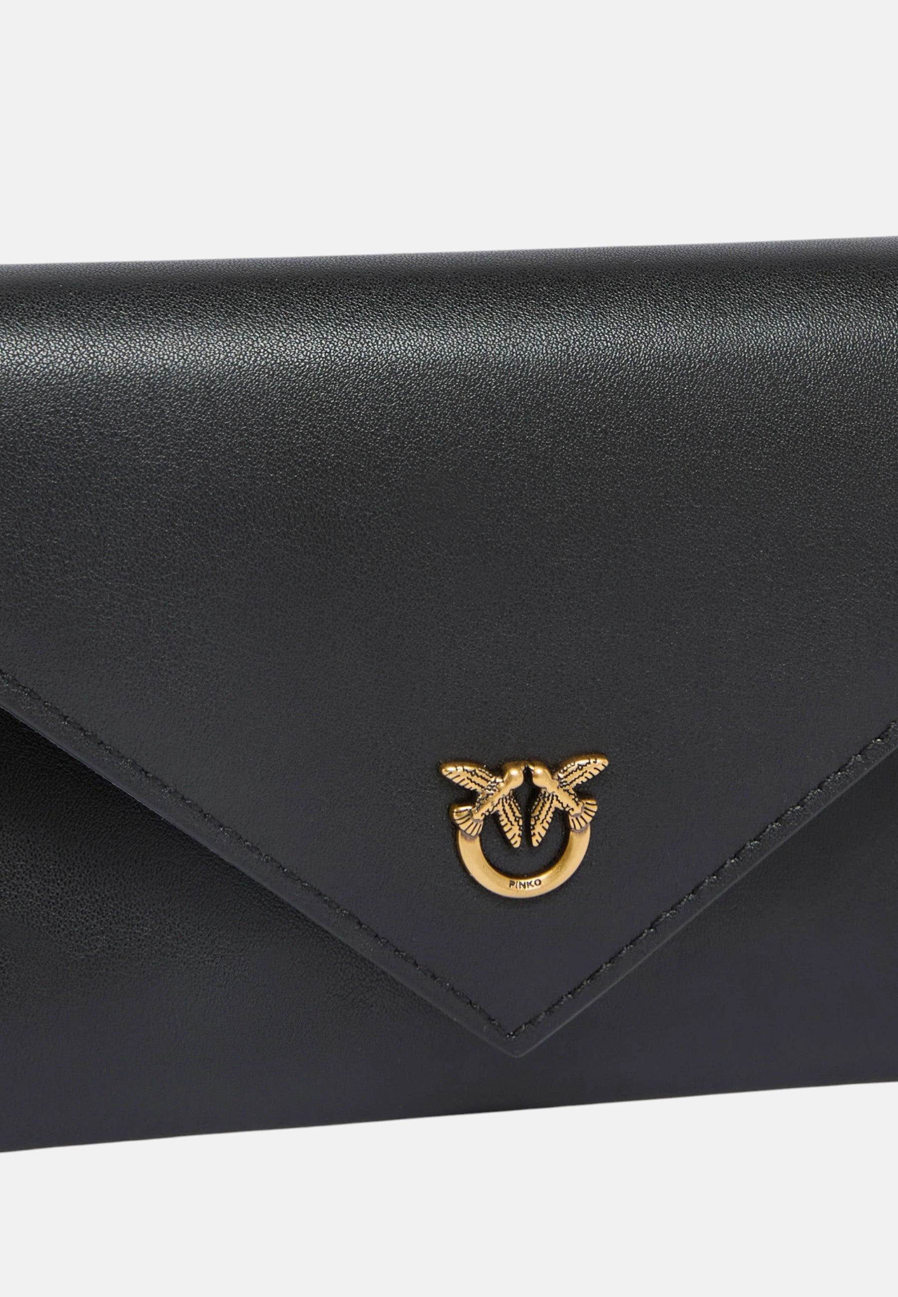 Piccola Tracolla a bustina in pelle liscia con logo Love Birds. Nero