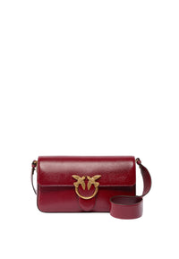 Pinko Love Bag One Slouchy Borsa a Spalla in Pelle Bottalata Rosso Scuro
