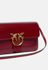 Pinko Love Bag One Slouchy Borsa a Spalla in Pelle Bottalata Rosso Scuro