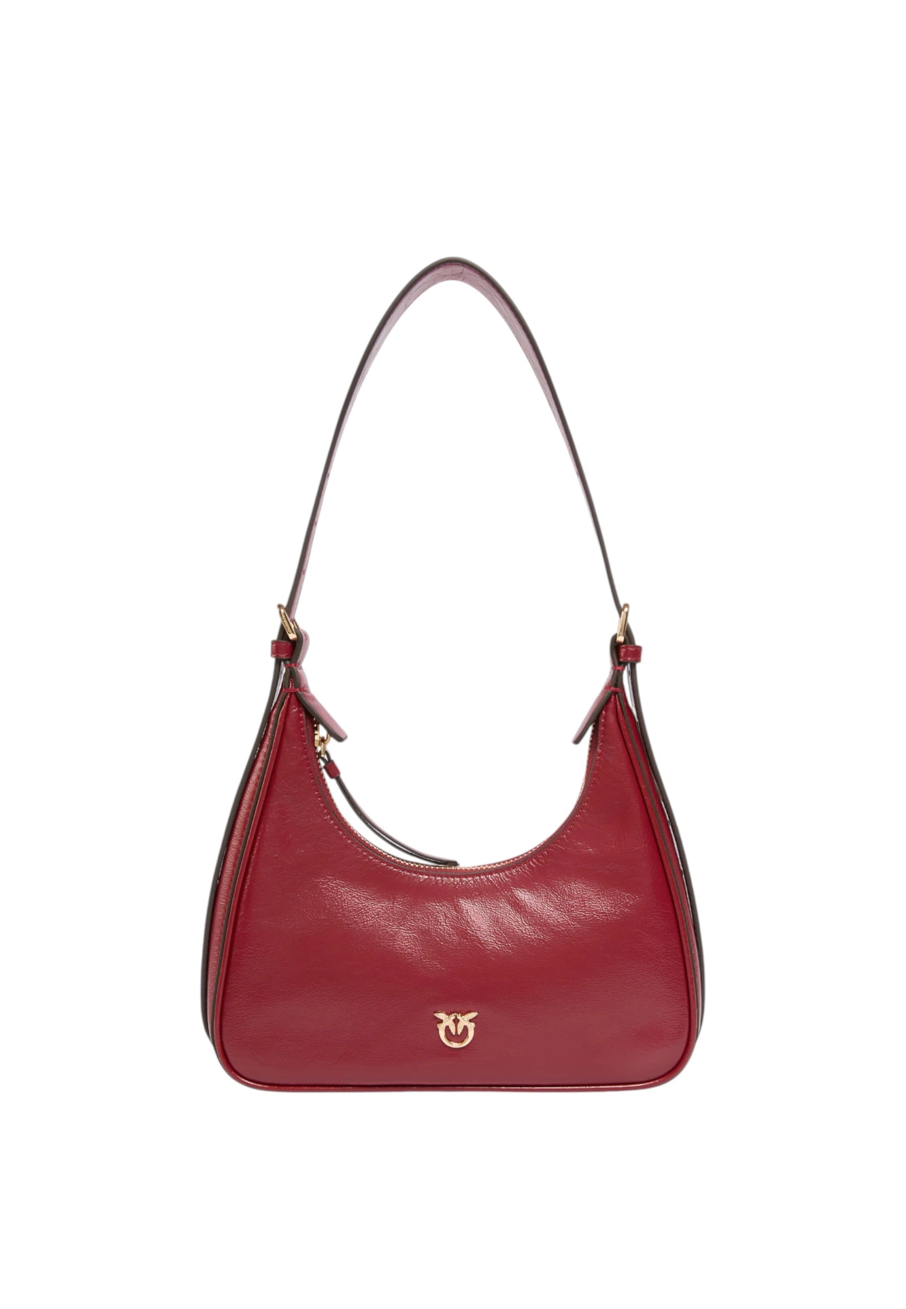 Pinko Borsa Piccola a Mano Escape Bag Horizontal in Pelle Bottalata Rosso Scuro