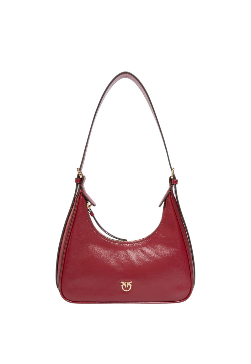 Pinko Borsa Piccola a Mano Escape Bag Horizontal in Pelle Bottalata Rosso Scuro