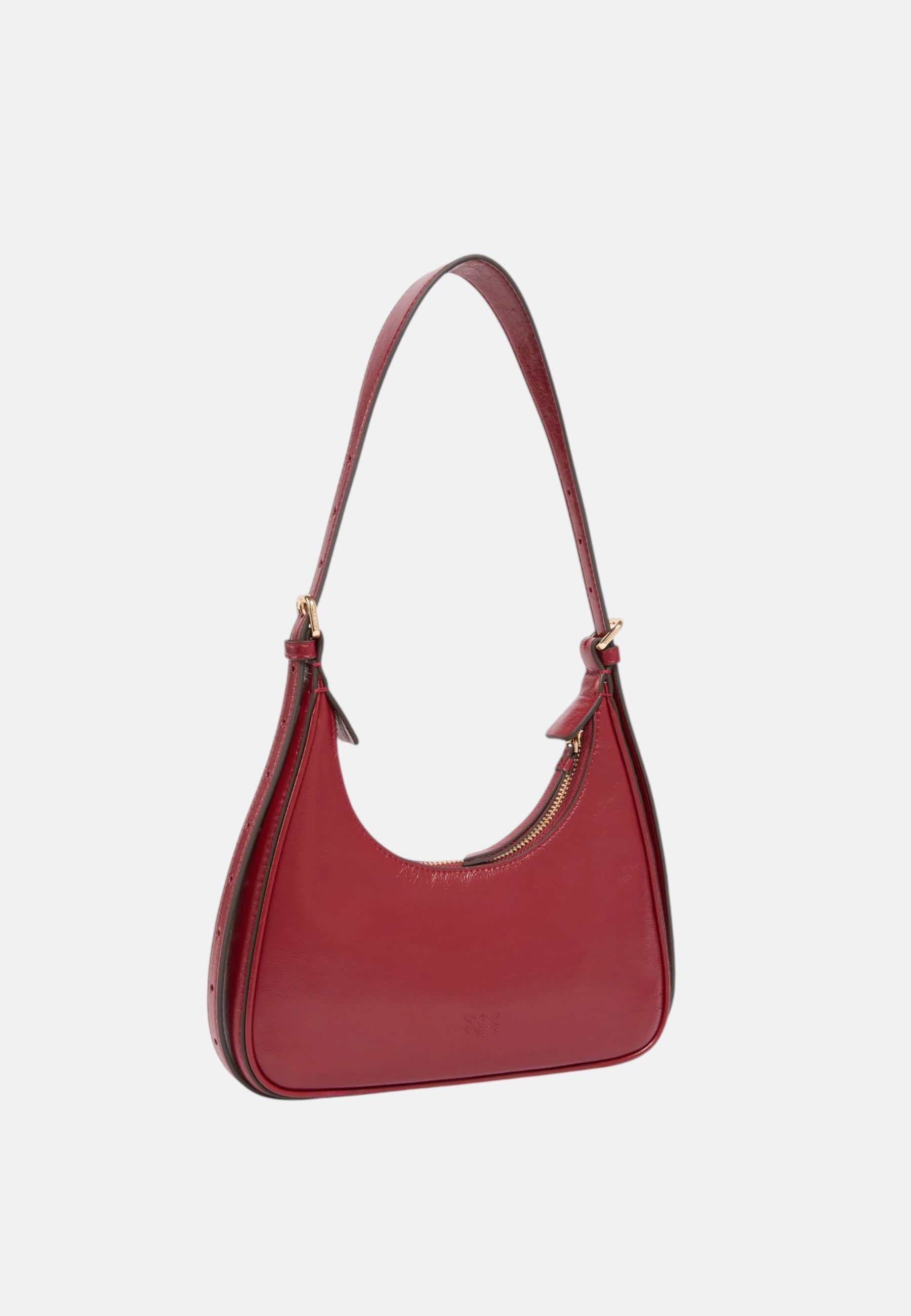 Pinko Borsa Piccola a Mano Escape Bag Horizontal in Pelle Bottalata Rosso Scuro