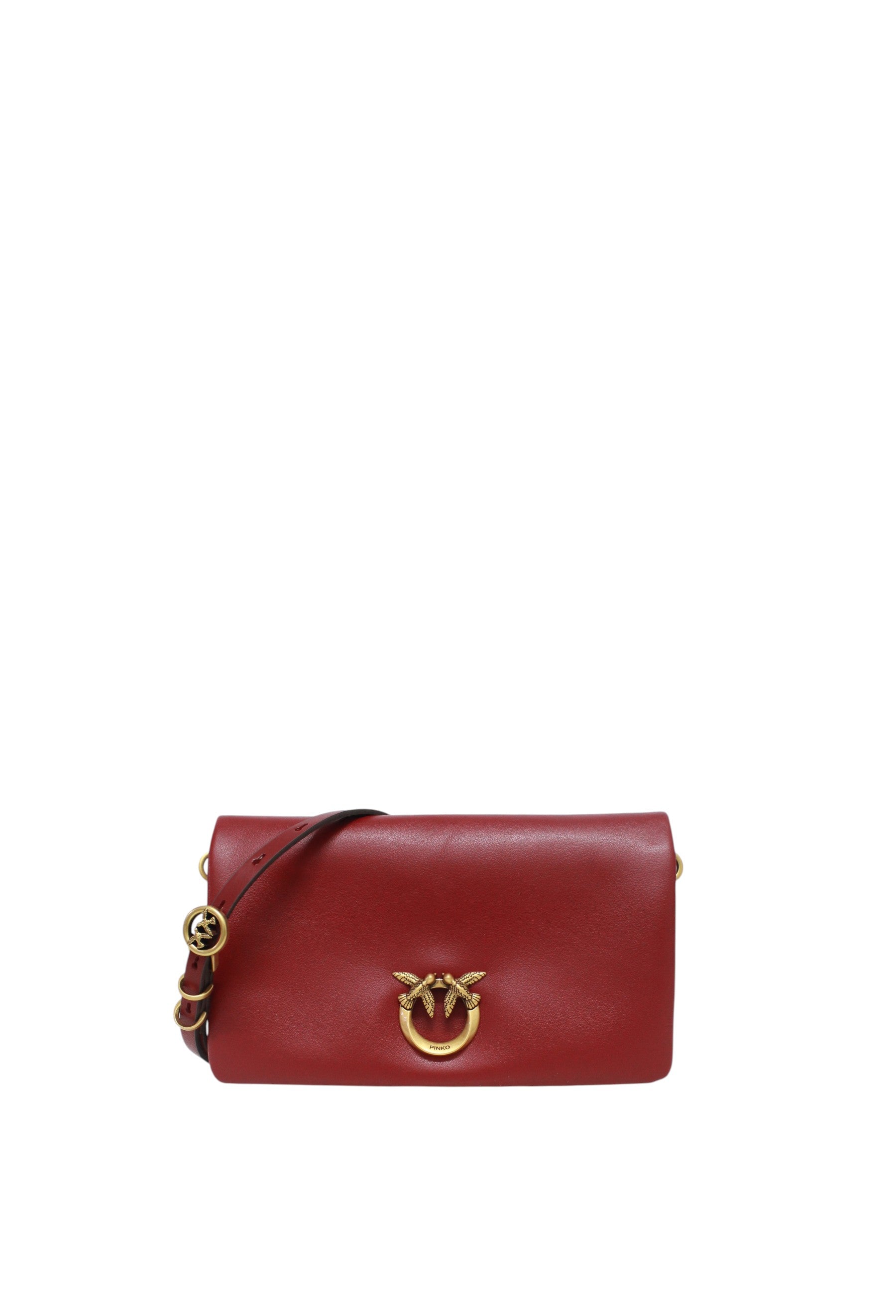 Pinko Love Bag Click Soft Horizontal Mini in Pelle Rosso Scuro