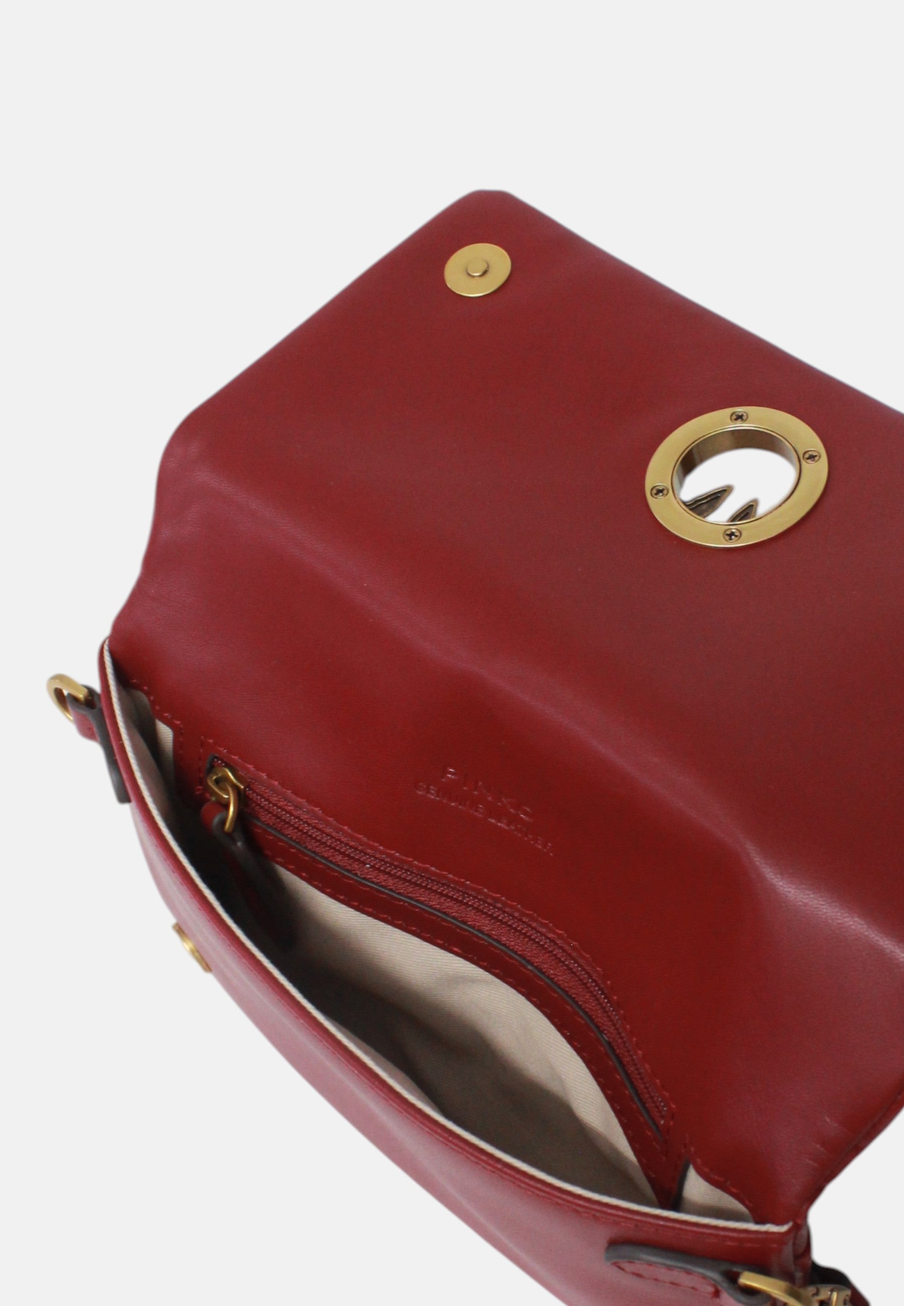 Pinko Love Bag Click Soft Horizontal Mini in Pelle Rosso Scuro