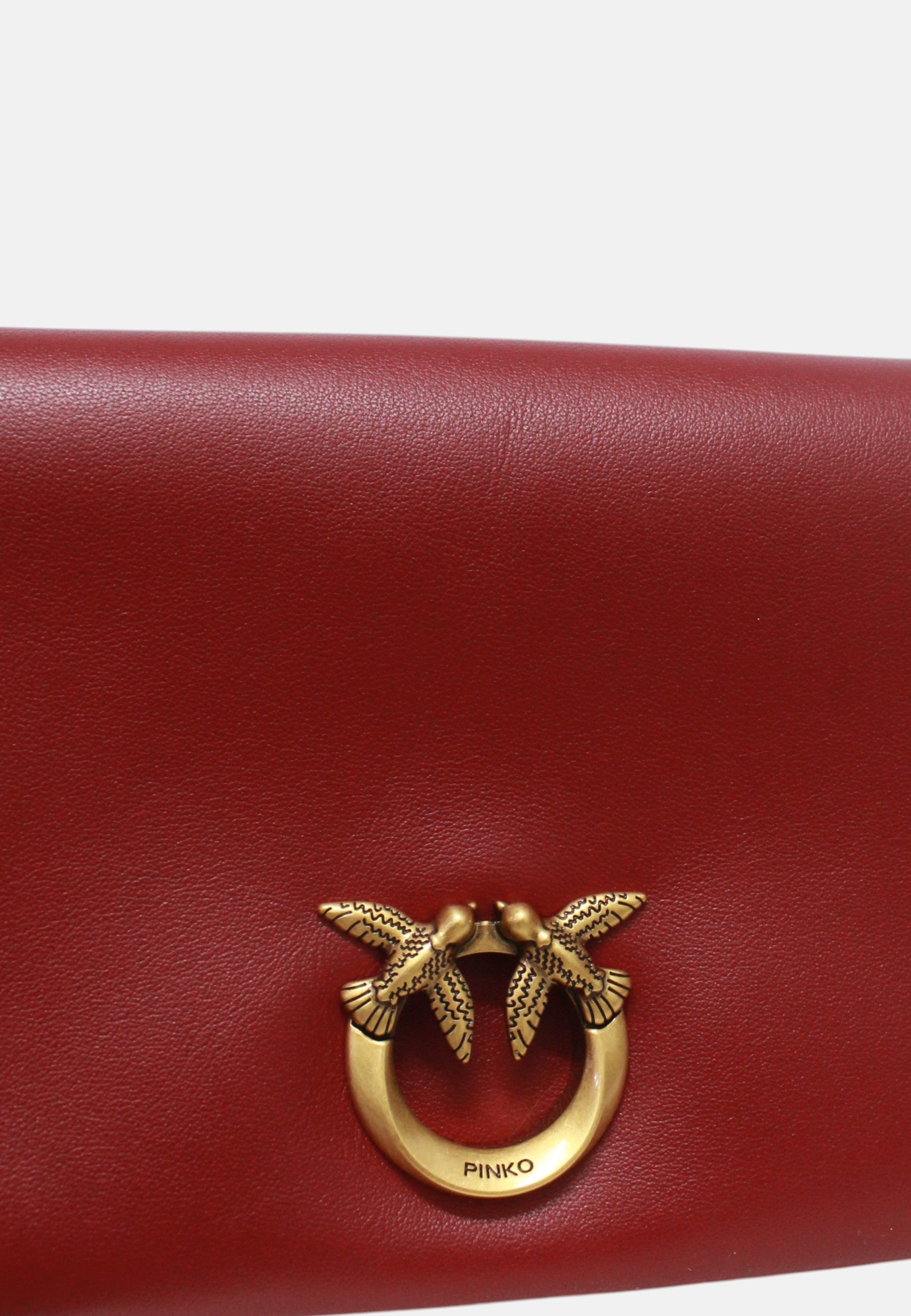 Pinko Love Bag Click Soft Horizontal Mini in Pelle Rosso Scuro