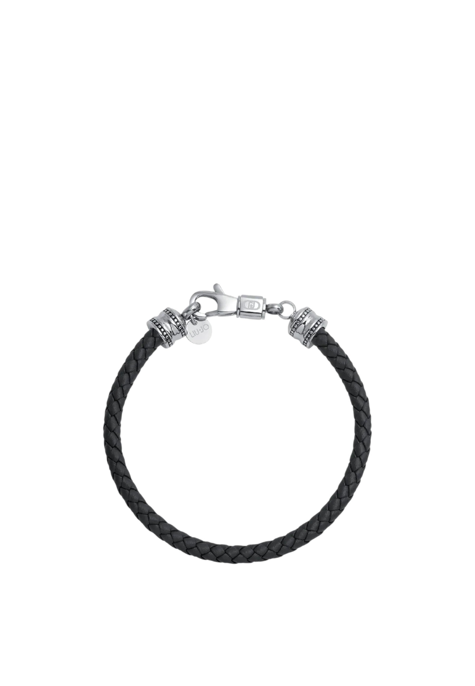 Bracciale Uomo Liu Jo Acciaio Lucido e pelle Nera Nero