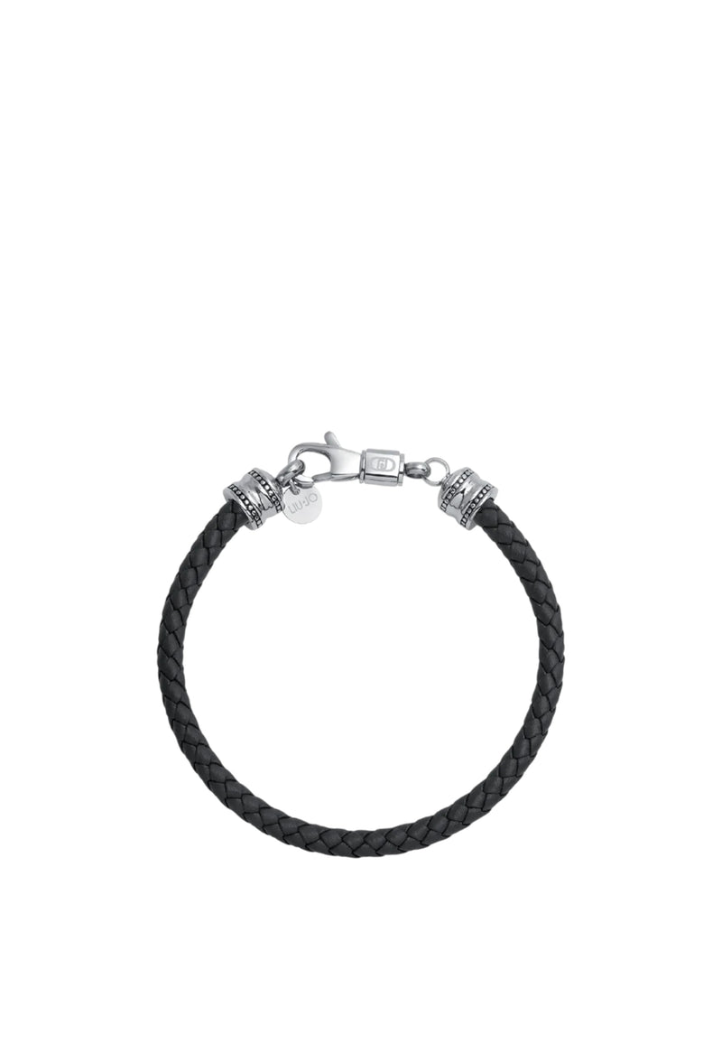 Bracciale Uomo Liu Jo Acciaio Lucido e pelle Nera Nero