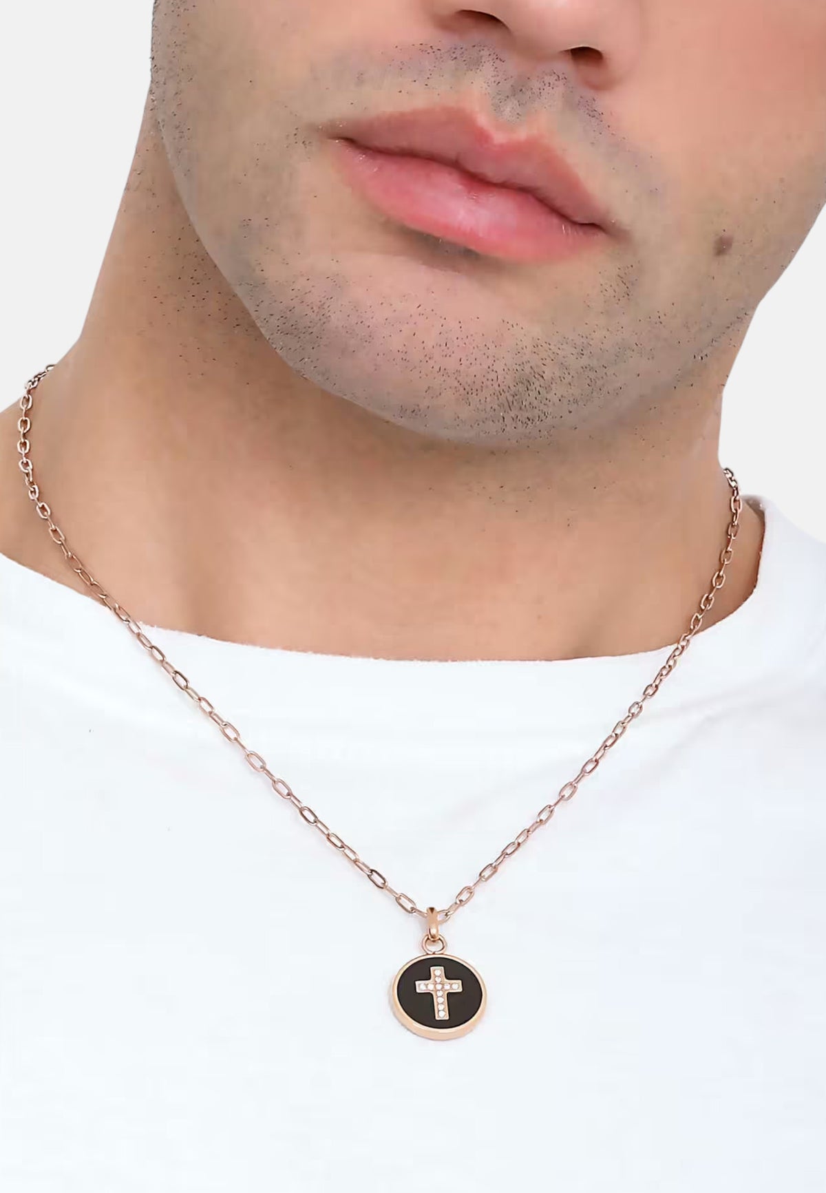 Collana Liu Jo uomo con pendente in acciaio Oro Rosa