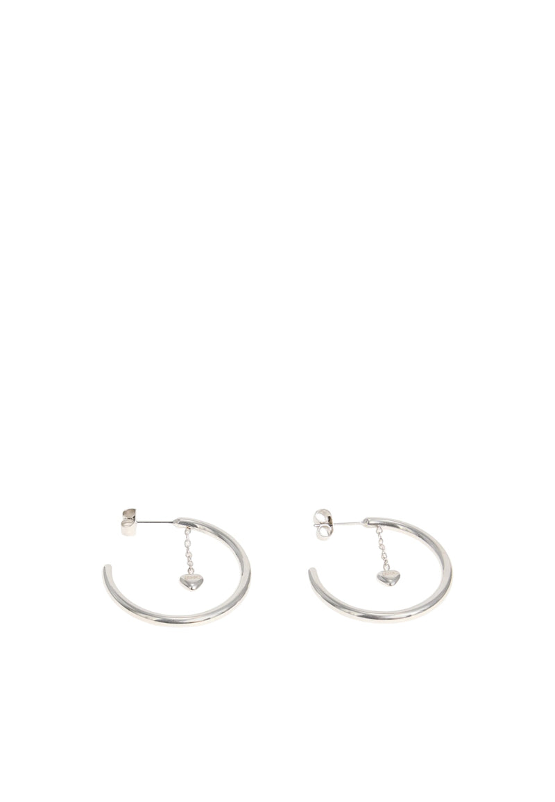Orecchini a cerchio LIU-JO jewelry in acciaio con pendente cuore Silver