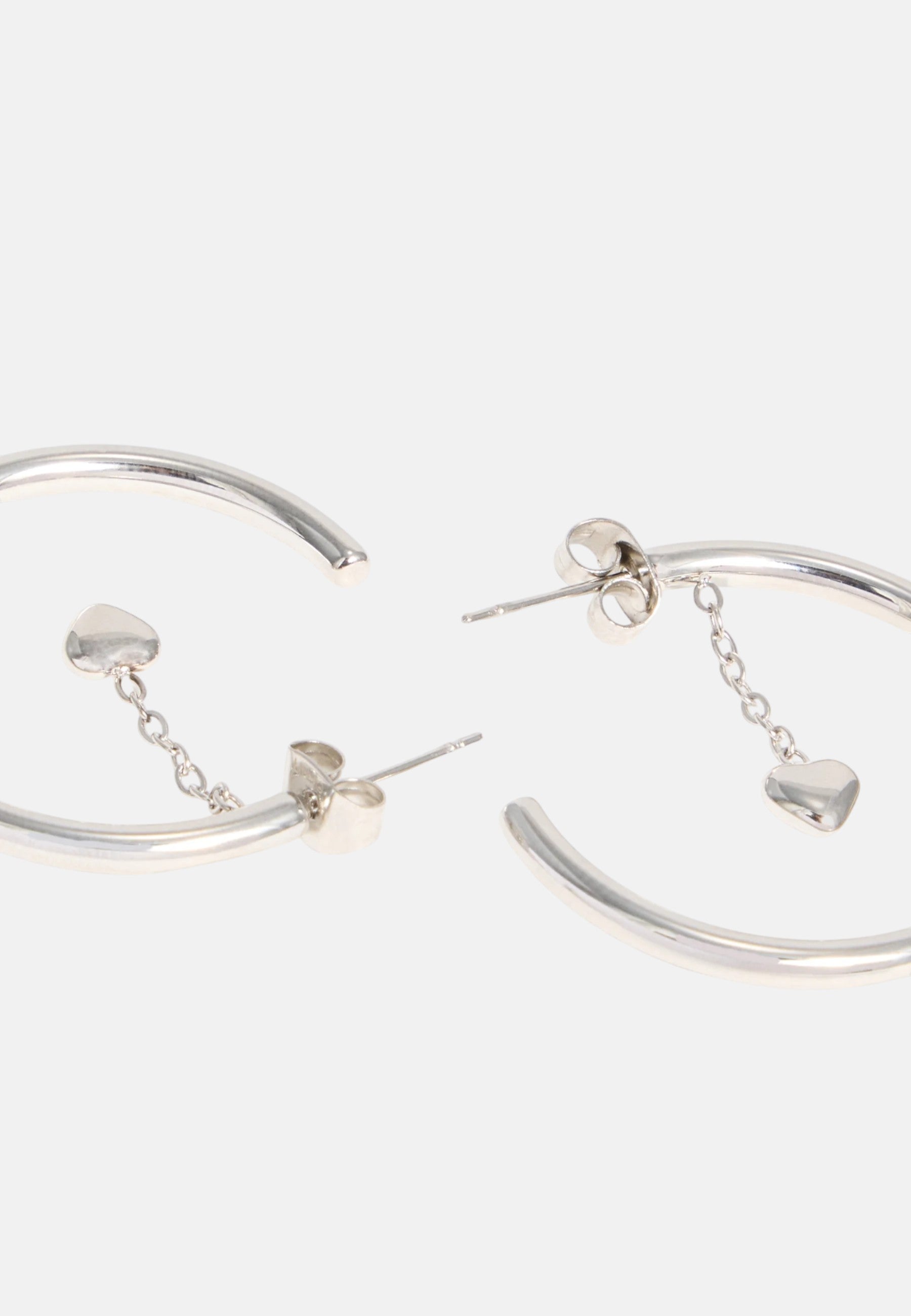 Orecchini a cerchio LIU-JO jewelry in acciaio con pendente cuore Silver