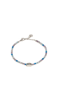Bracciale tennis LIU-JO jewelry in acciaio con cristalli blu multicolor e logo Silver