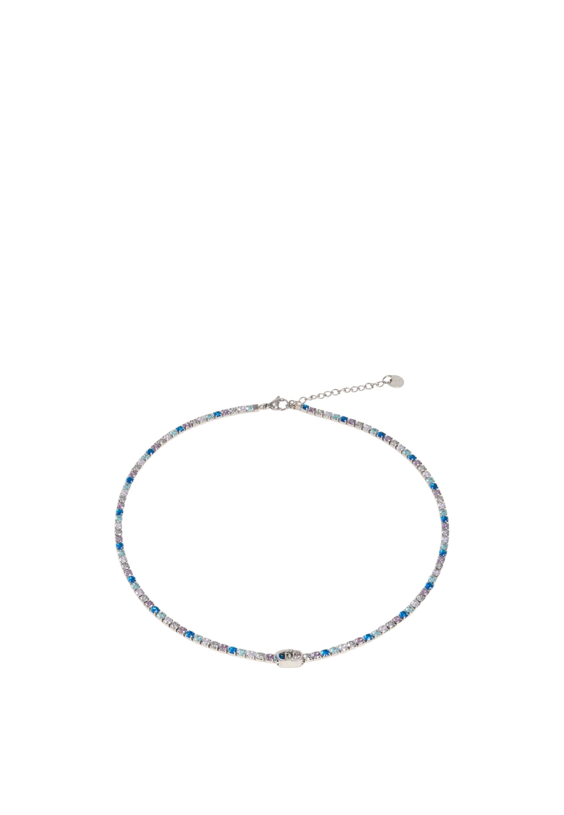 Bracciale tennis LIU-JO jewelry in acciaio con cristalli blu multicolor e logo Silver