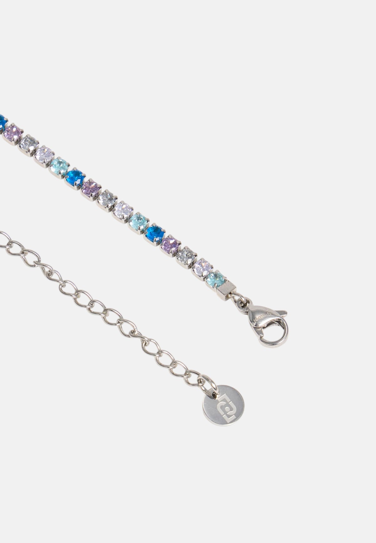 Bracciale tennis LIU-JO jewelry in acciaio con cristalli blu multicolor e logo Silver