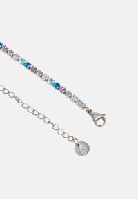 Bracciale tennis LIU-JO jewelry in acciaio con cristalli blu multicolor e logo Silver