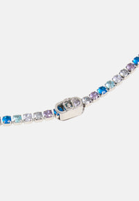 Bracciale tennis LIU-JO jewelry in acciaio con cristalli blu multicolor e logo Silver