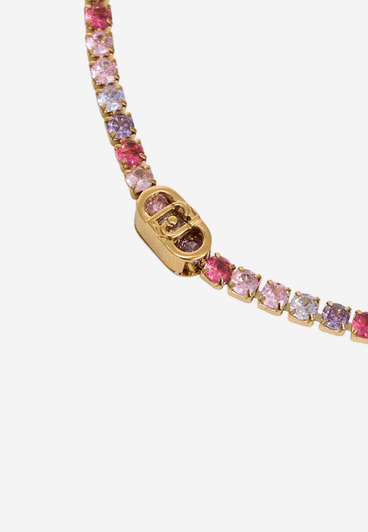Bracciale tennis LIU-JO jewelry in acciaio con cristalli rossi multicolor e logo Oro