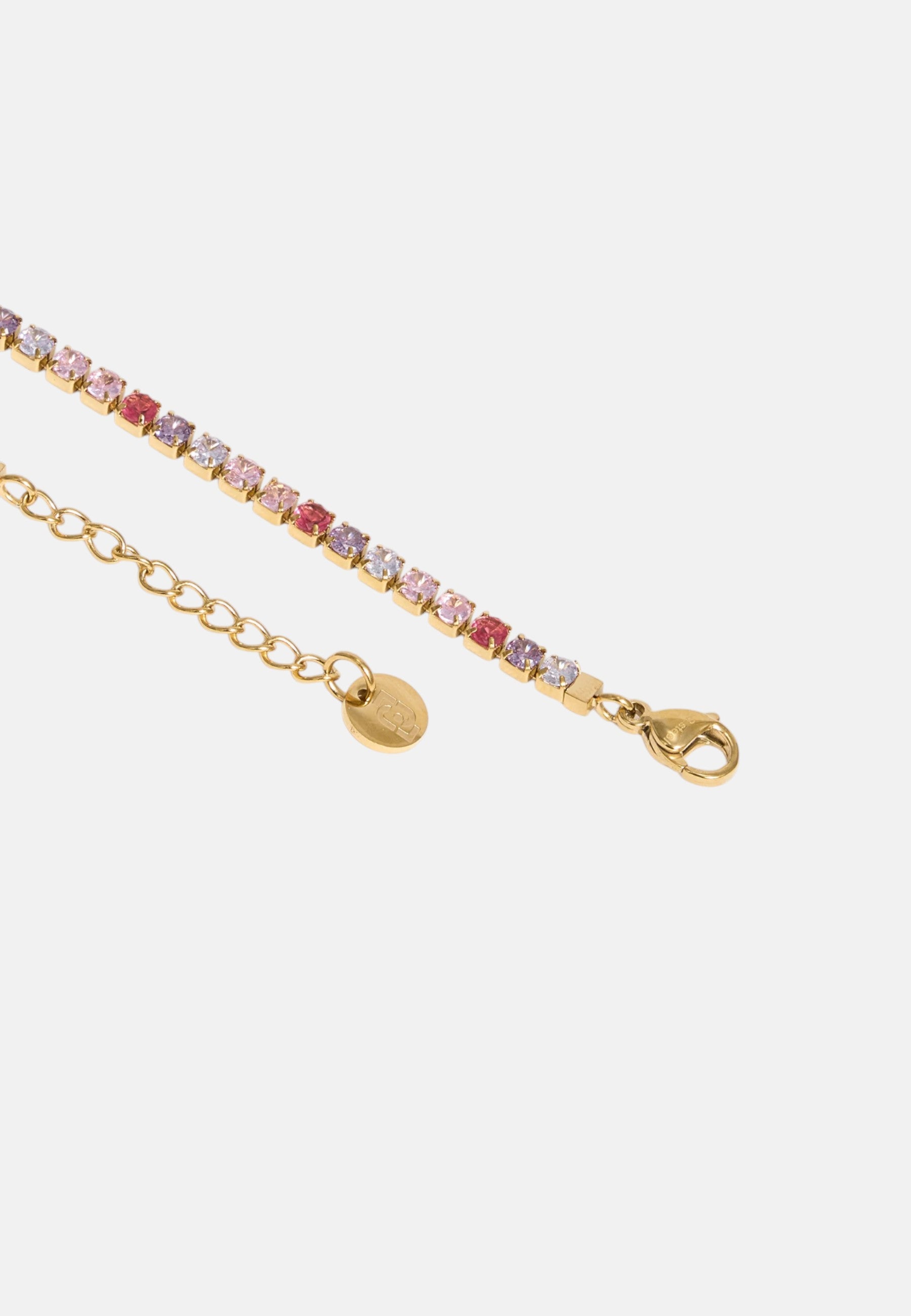 Bracciale tennis LIU-JO jewelry in acciaio con cristalli rossi multicolor e logo Oro