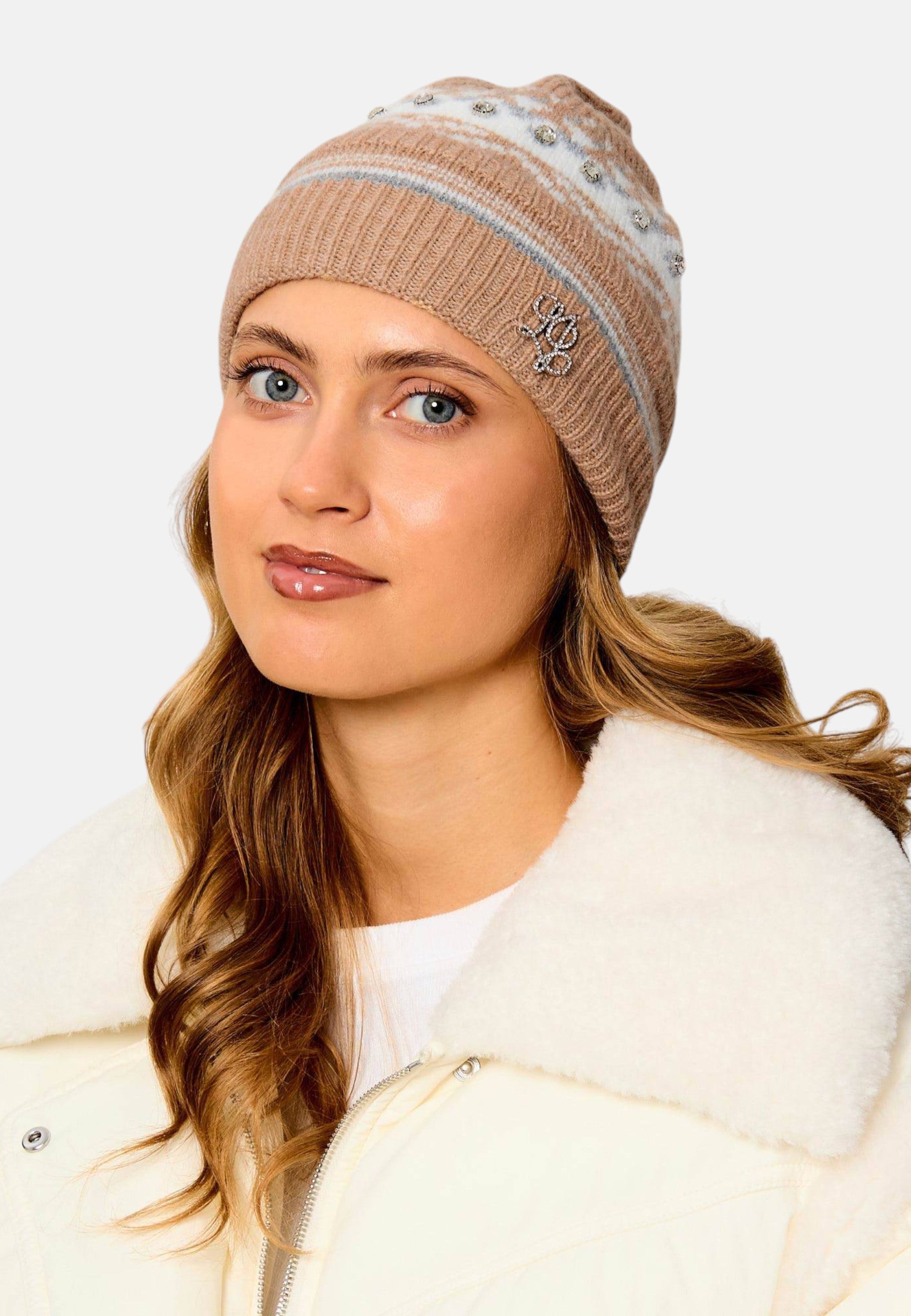 Berretto da Donna con logo e strass Liu Jo Cammello