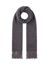 Stola con logo monogram da Donna Liu Jo Nero/grigio
