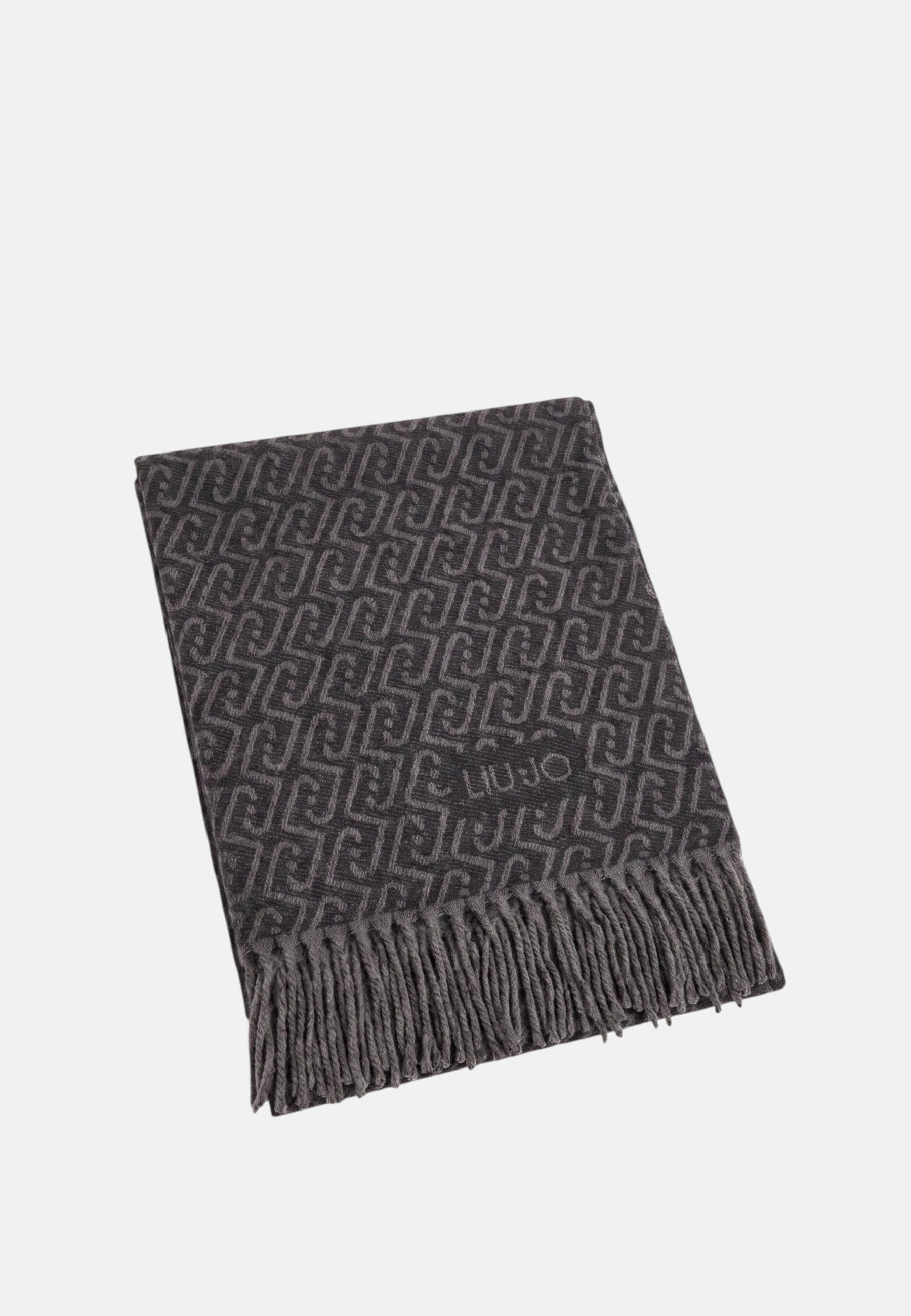 Stola con logo monogram da Donna Liu Jo Nero/grigio
