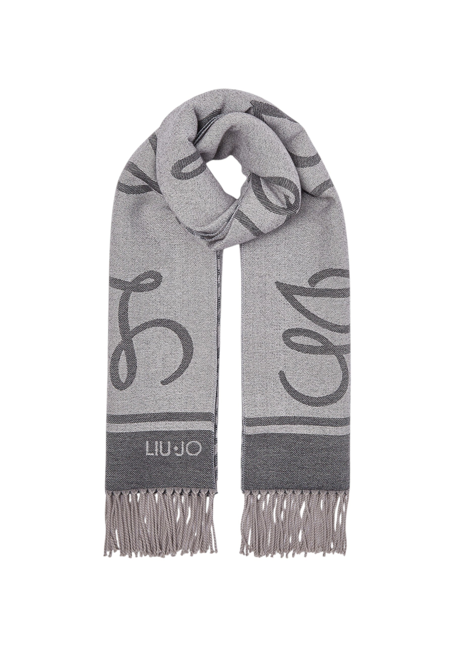 Stola Donna Liu Jo jacquard con logo Nero