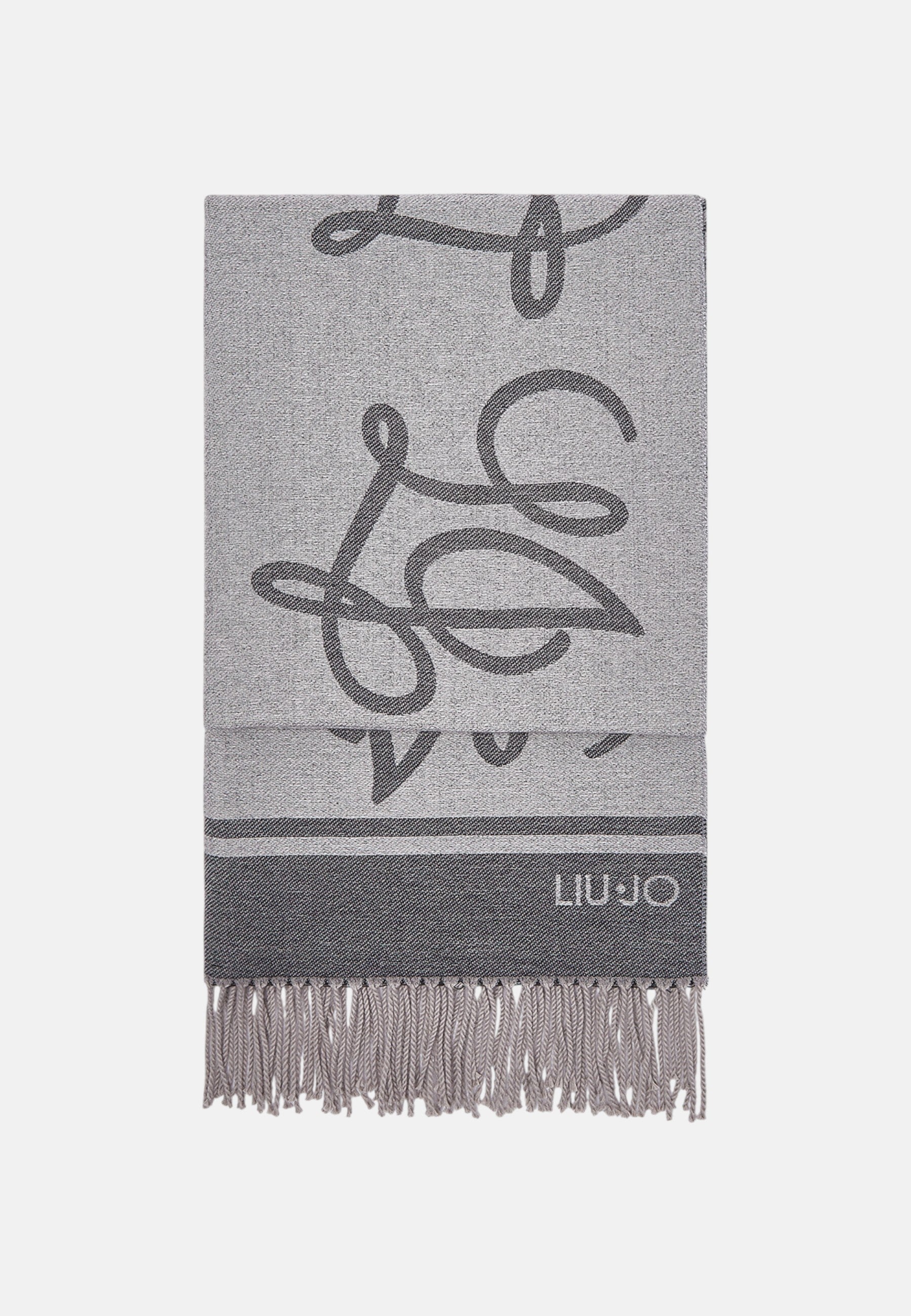 Stola Donna Liu Jo jacquard con logo Nero