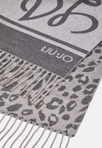 Stola Donna Liu Jo jacquard con logo Nero