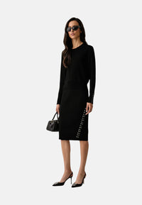 Gonna al ginocchio in misto viscosa Donna in nero Liu Jo Nero