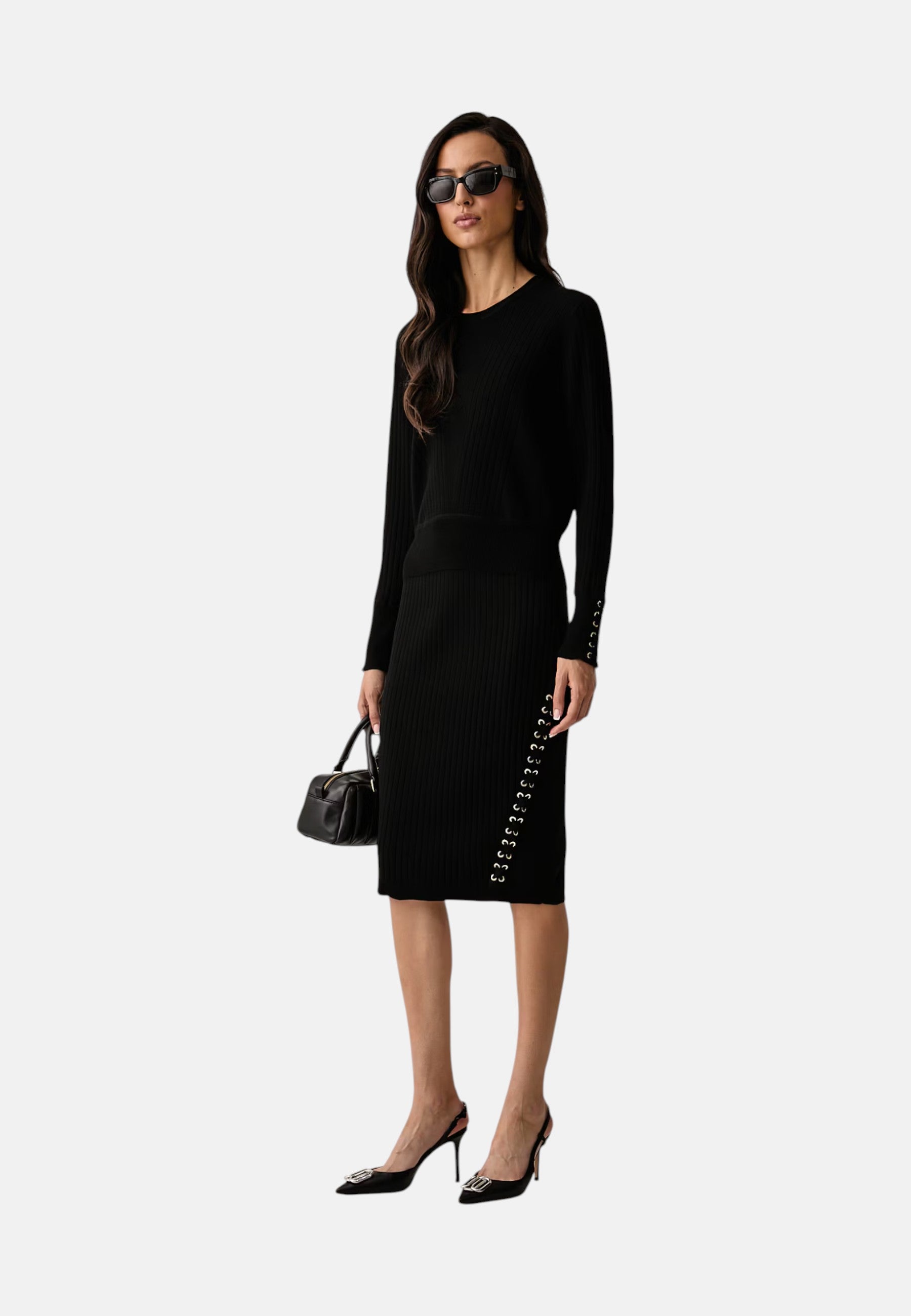 Gonna al ginocchio in misto viscosa Donna in nero Liu Jo Nero