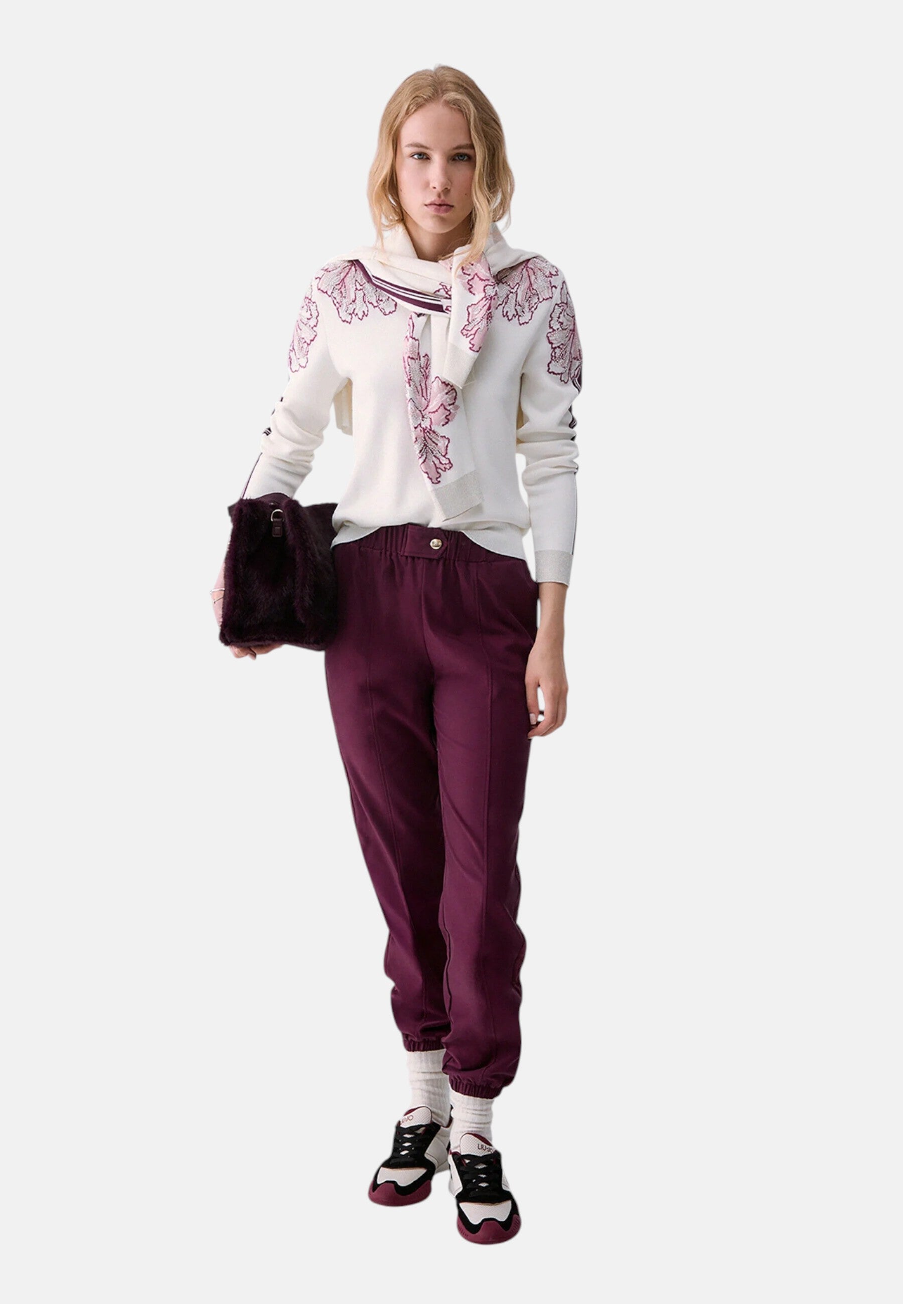 Maglione jacquard Donna Liu Jo Bianco/rosa