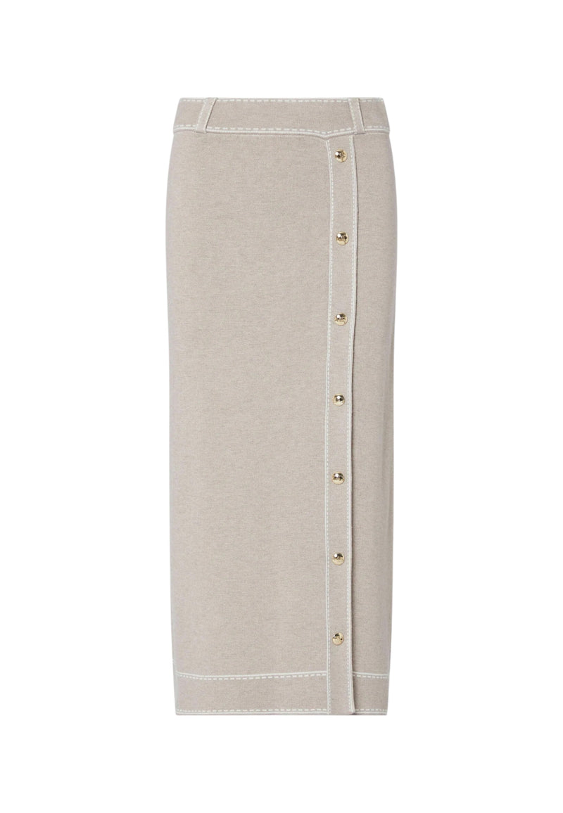 Gonna midi in misto seta Donna Liu Jo Taupe