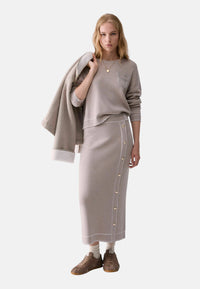 Gonna midi in misto seta Donna Liu Jo Taupe