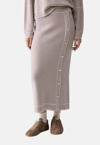 Gonna midi in misto seta Donna Liu Jo Taupe
