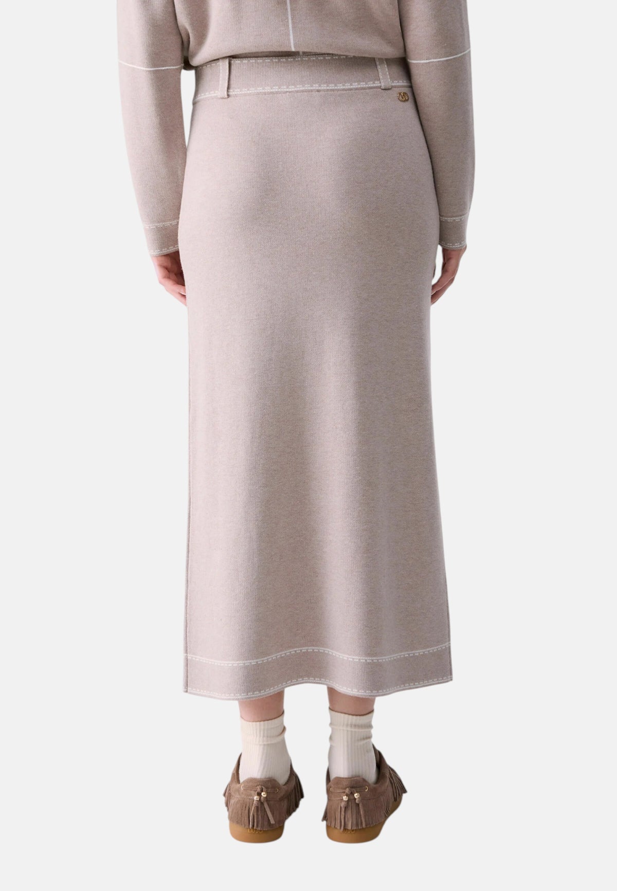 Gonna midi in misto seta Donna Liu Jo Taupe