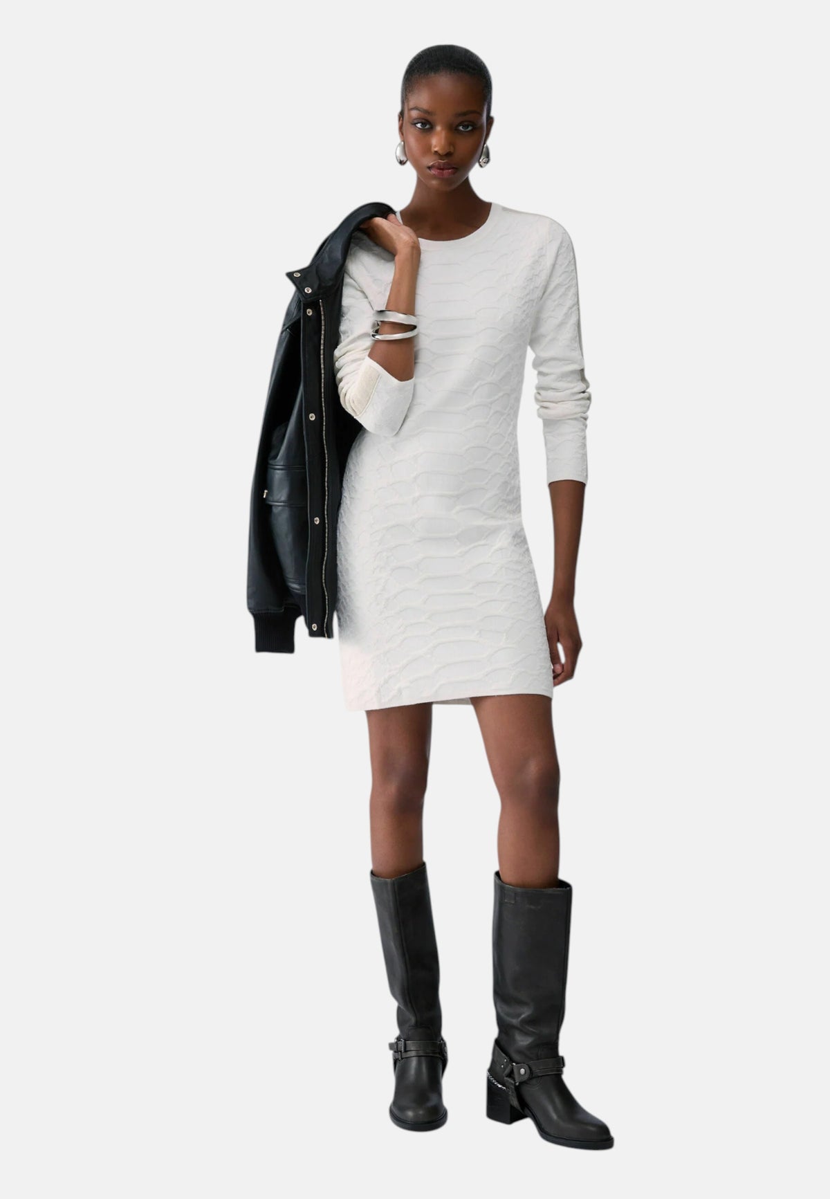 Abito corto in maglia jacquard da Donna Liu Jo Bianco