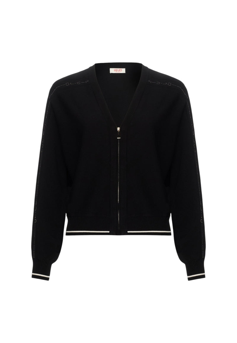 Felpa con bordi a contrasto Donna Liu Jo Nero/bianco