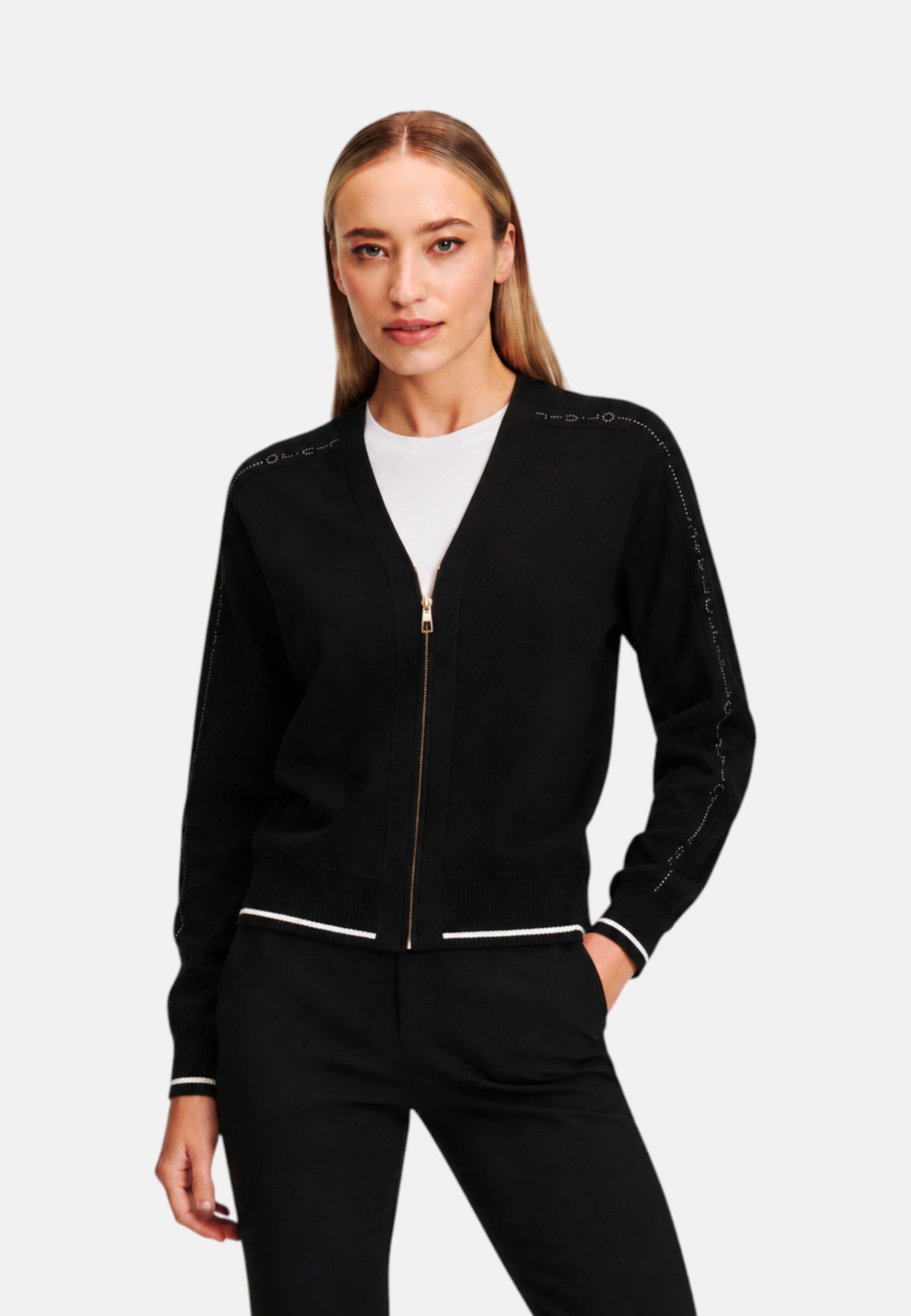 Felpa con bordi a contrasto Donna Liu Jo Nero/bianco