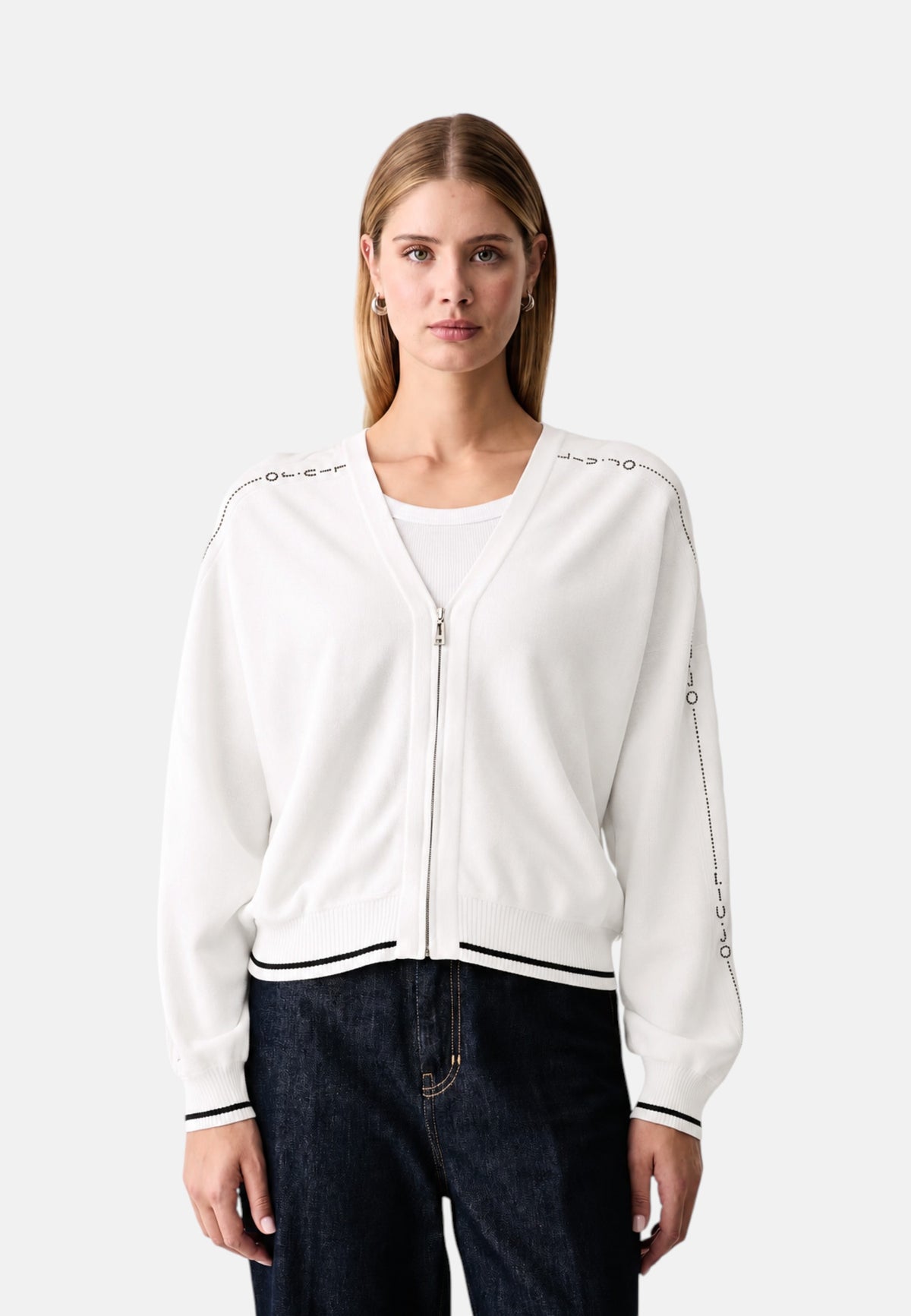 Felpa con bordi a contrasto Donna Liu Jo Bianco/nero