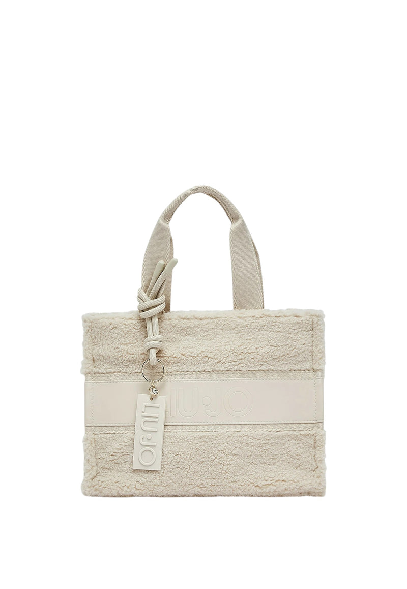 Borsa tote piccola in teddy da Donna Liu Jo Bianco