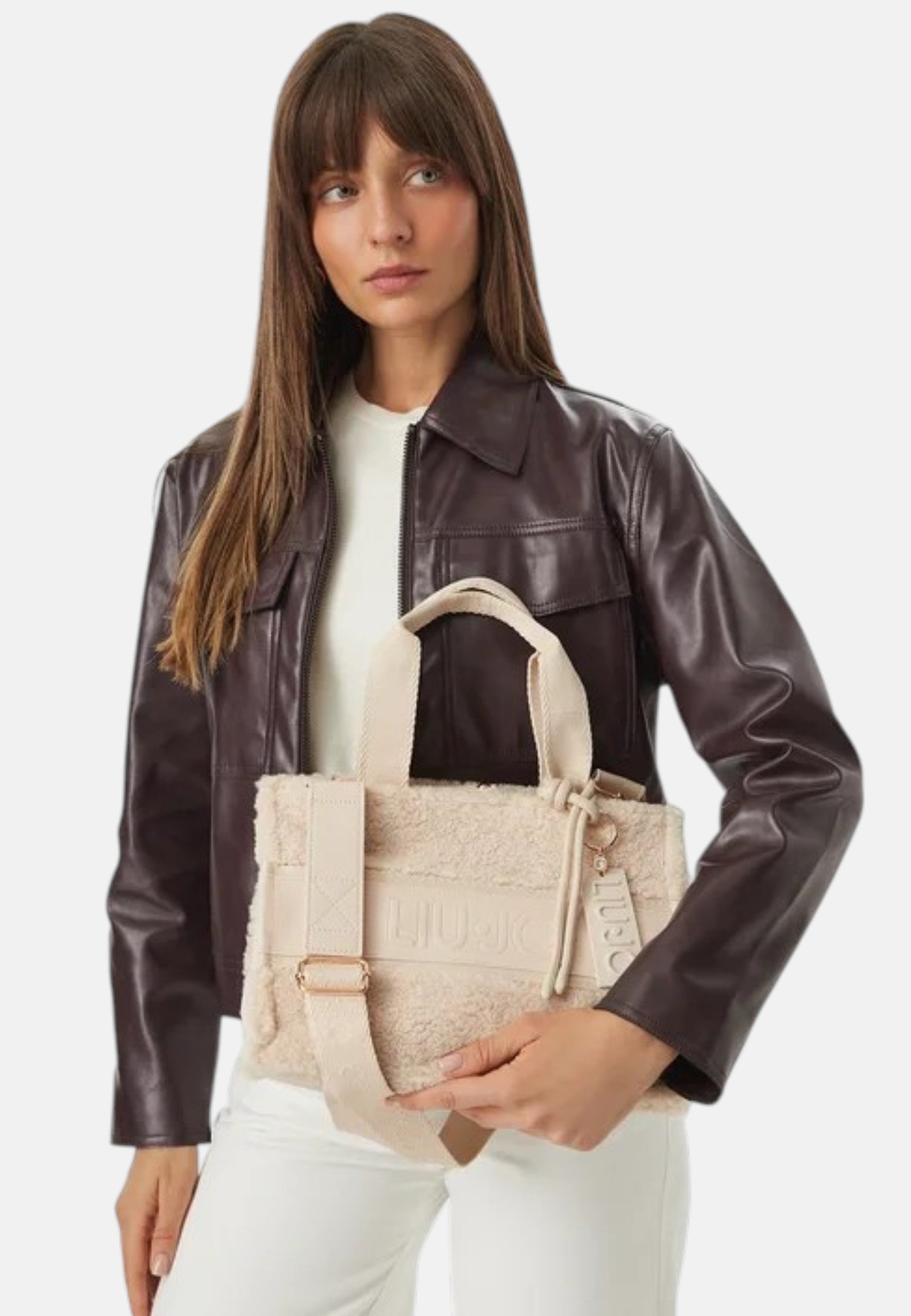 Borsa tote piccola in teddy da Donna Liu Jo Bianco