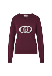 Maglione con logo monogram Liu Jo Rosso/viola
