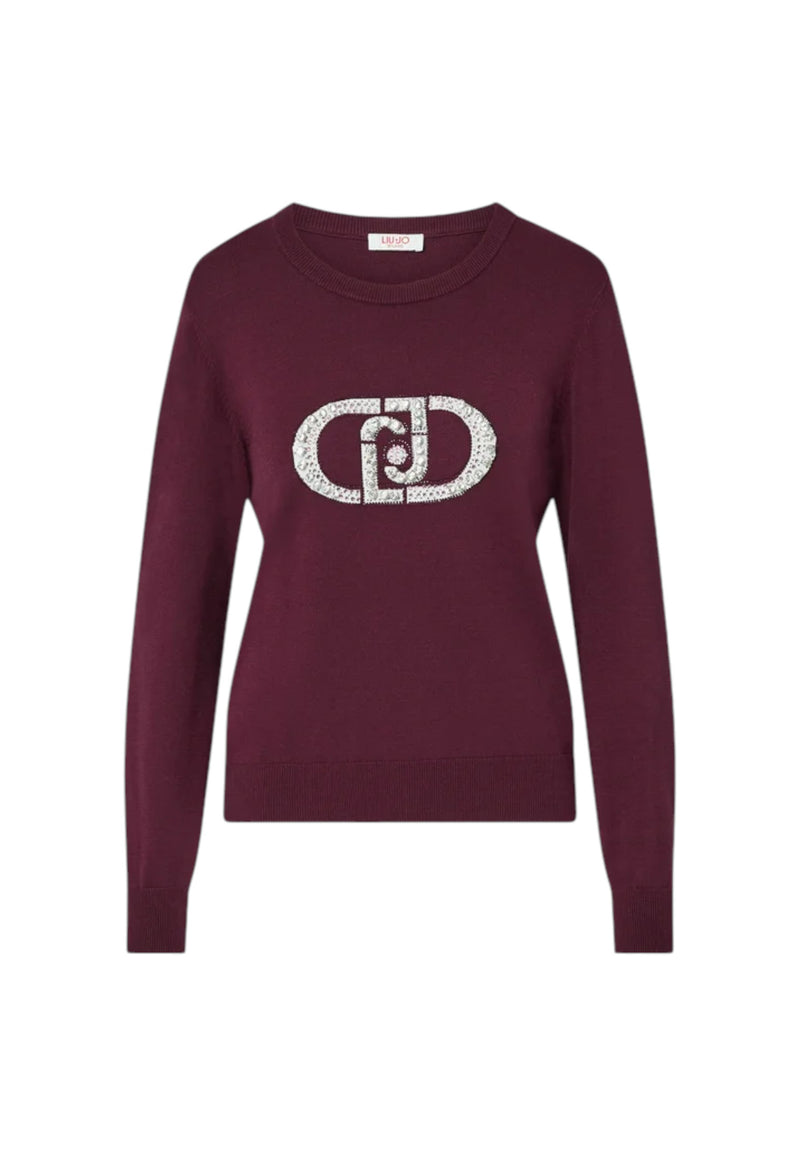 Maglione con logo monogram Liu Jo Rosso/viola