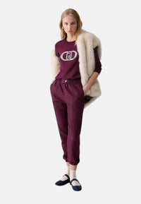 Maglione con logo monogram Liu Jo Rosso/viola