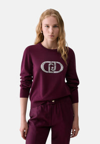 Maglione con logo monogram Liu Jo Rosso/viola
