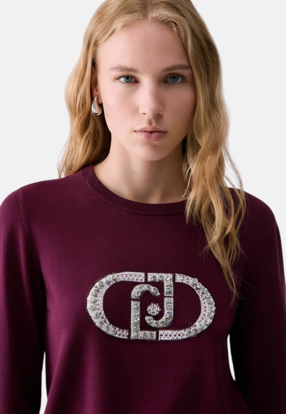Maglione con logo monogram Liu Jo Rosso/viola