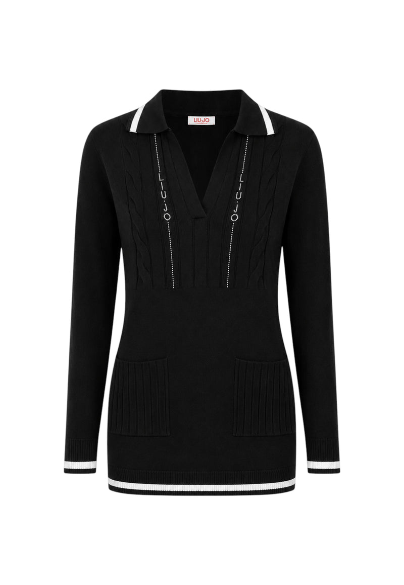 Abito corto in maglia Liu Jo Nero/bianco