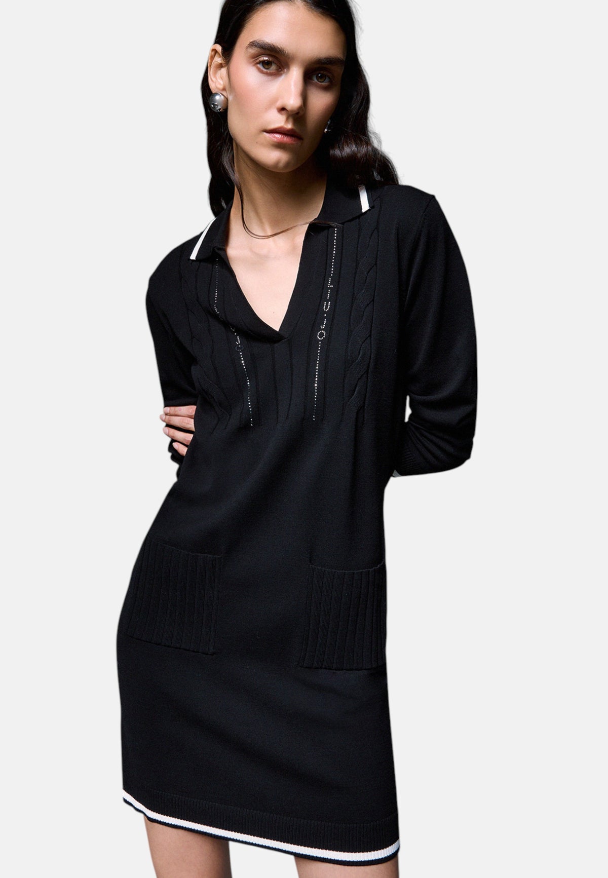 Abito corto in maglia Liu Jo Nero/bianco