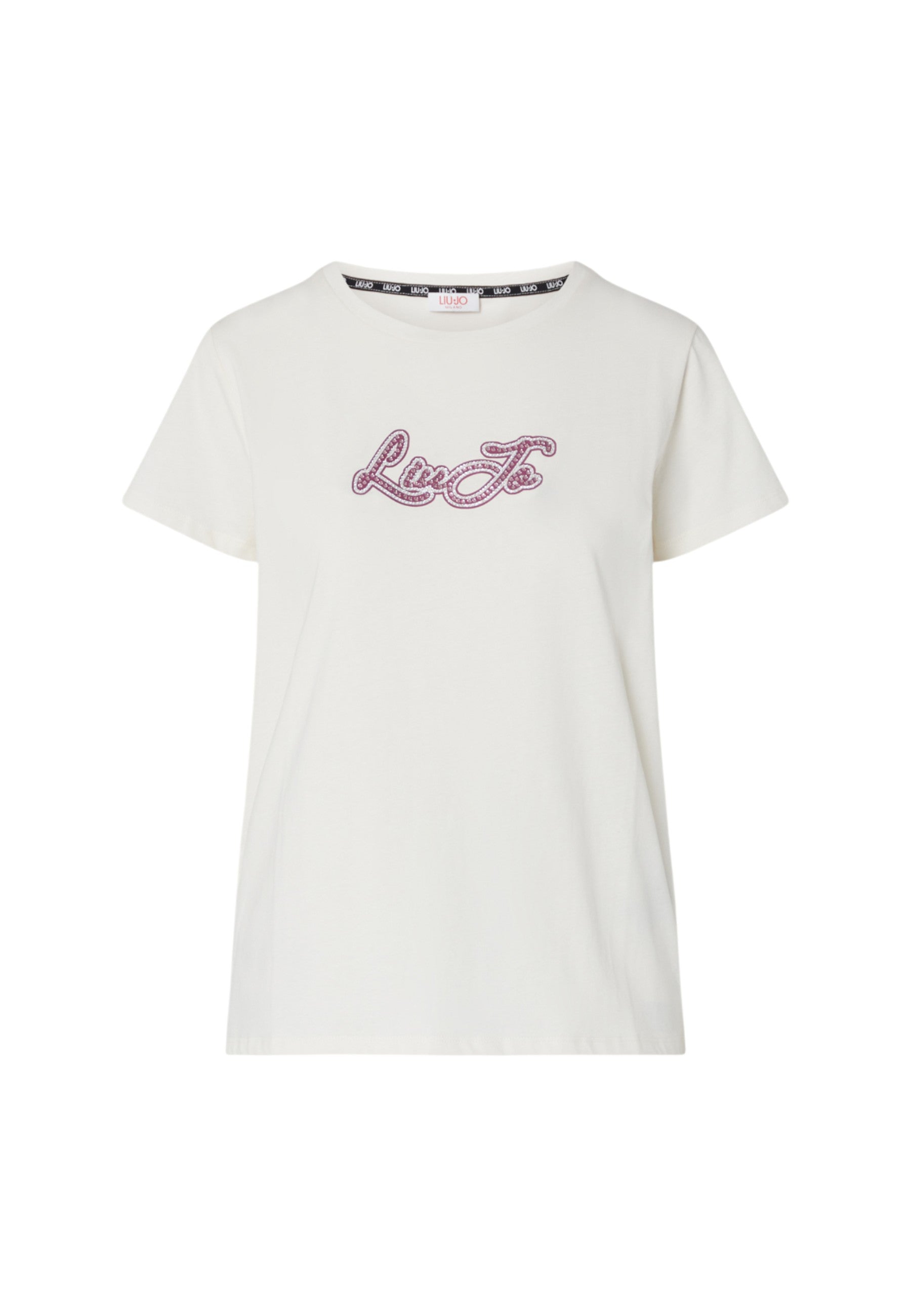 T-shirt in jersey con logo Liu Jo da Donna Bianco
