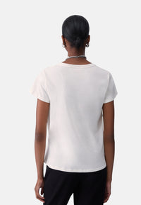 T-shirt in jersey con logo Liu Jo da Donna Bianco